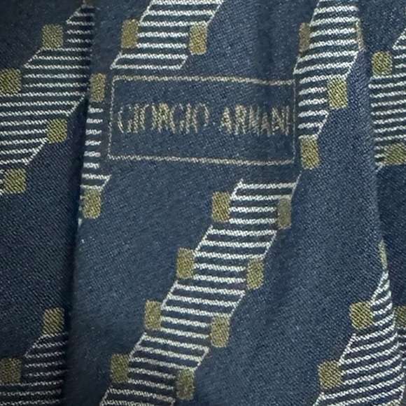 GIORGIO ARMANI - Men’s Silk Stripe Patterned Tie, Made in Italy, Blue/ Grey - Picture 5 of 5